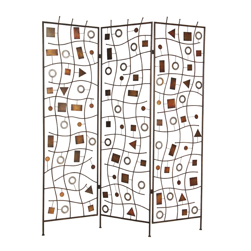 Bronze Metal Morton Screen By Homeroots | Room Dividers | Modishstore - 2