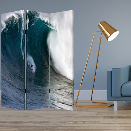 Multi Color Wood Canvas Wave Screen By Homeroots | Room Dividers | Modishstore - 2