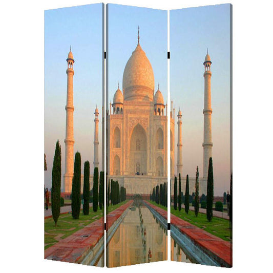 Multi Color Wood Canvas Taj Mahal Screen By Homeroots | Room Dividers | Modishstore