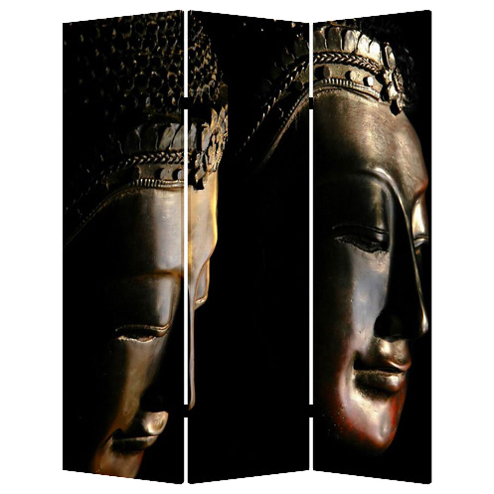 Multi Color Wood Canvas Budda Screen By Homeroots | Room Dividers | Modishstore