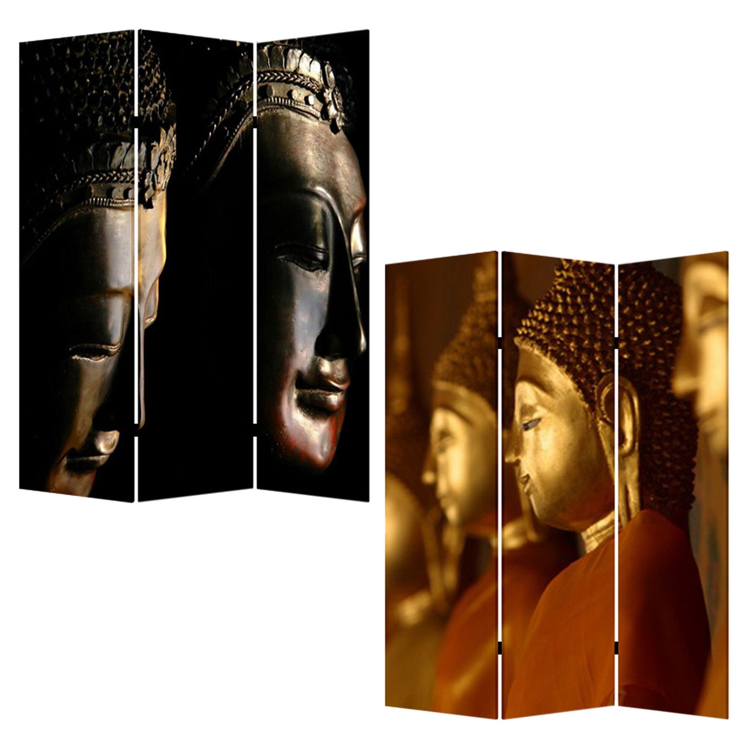 Multi Color Wood Canvas Budda Screen By Homeroots | Room Dividers | Modishstore - 3