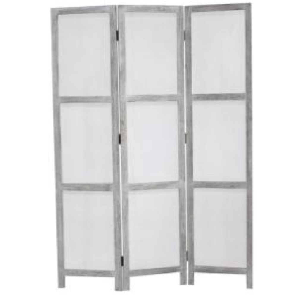 Gray Wood Breezer Mesh Screen By Homeroots | Room Dividers | Modishstore - 2