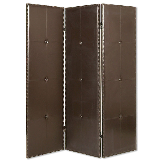 Brown Faux Leather Screen By Homeroots - 274879 | Room Dividers | Modishstore - 2