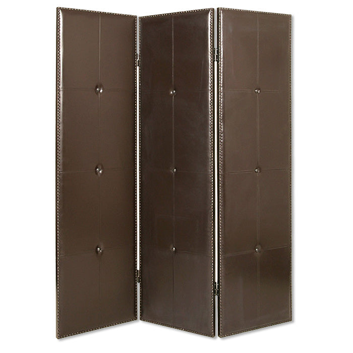 Brown Faux Leather Screen By Homeroots - 274879 | Room Dividers | Modishstore