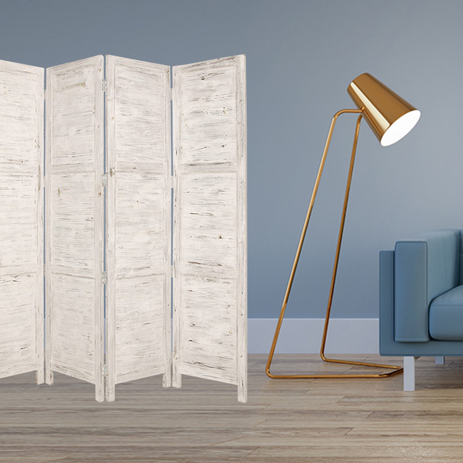 White Wood Screen By Homeroots | Room Dividers | Modishstore - 2