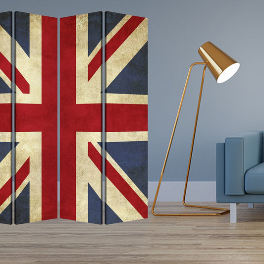 Multi Color Wood Canvas Union Jack Screen By Homeroots | Room Dividers | Modishstore - 2