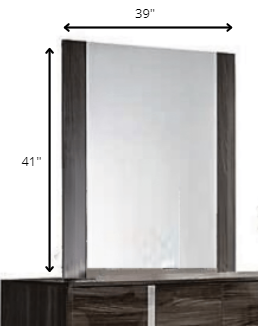 Modern Gray Glossy Wall Mirror By Homeroots | Mirrors | Modishstore - 5