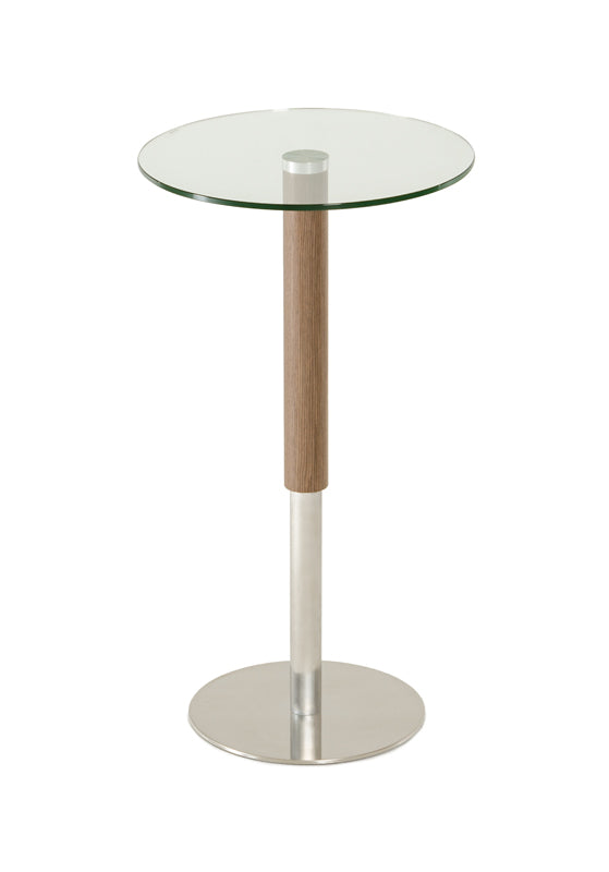 44' Veneer Glass and Steel Round Bar Table By Homeroots | Bar Tables | Modishstore - 2