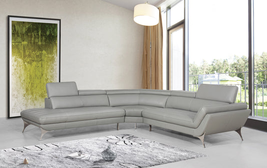 30' Grey Leather Foam and Steel Couch By Homeroots | Sofas | Modishstore