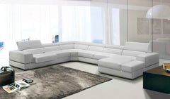 36' White Bonded Leather Foam and Steel Sectional Sofa By Homeroots