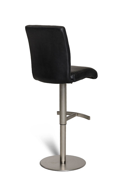 38' Black Eco Leather And Steel Bar Stool By Homeroots | Bar Stools | Modishstore - 2