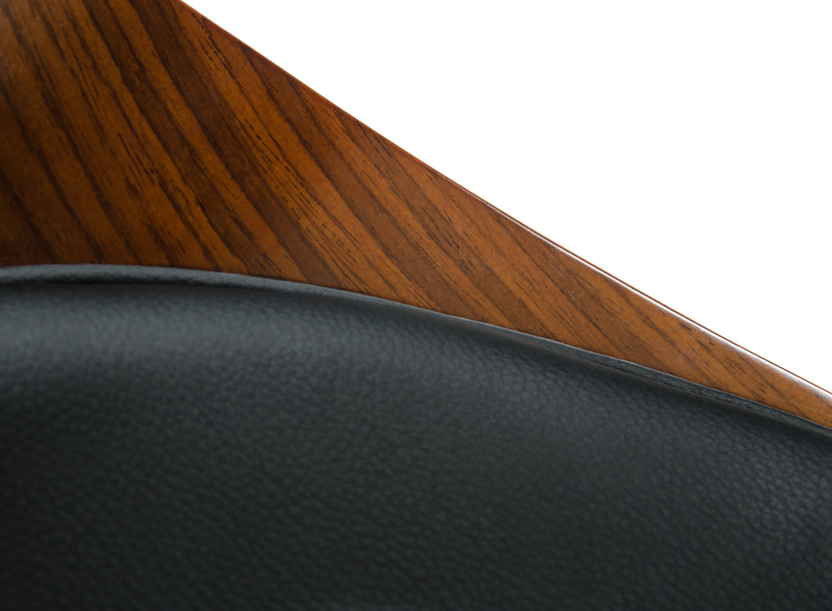 36' Black Leatherette Veneer And Steel Bar Stool By Homeroots | Bar Stools | Modishstore - 3