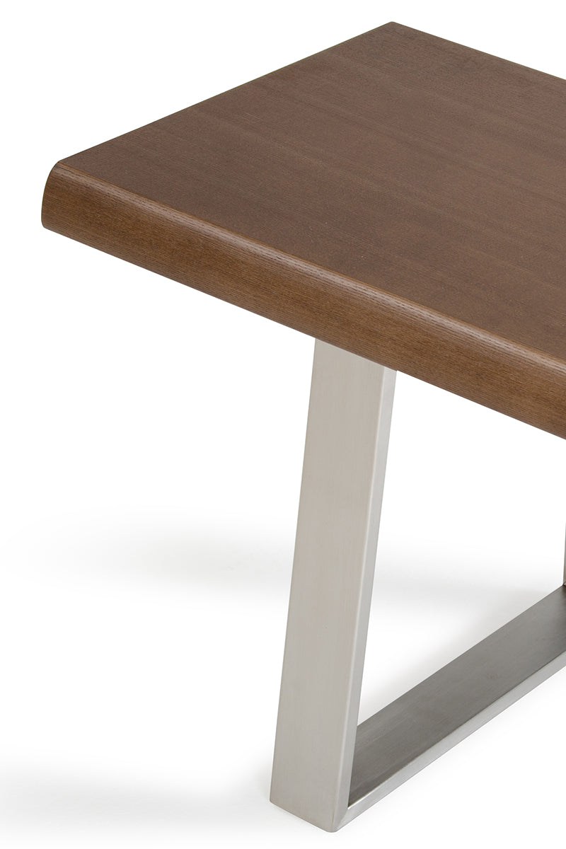 71' Modern Walnut Wood Finish Chrome Leg Bench By Homeroots | Benches | Modishstore - 5