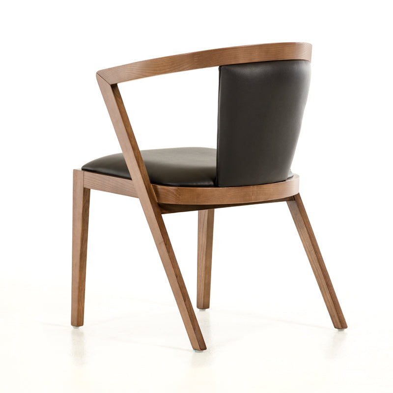 30' Walnut Wood And Black Leatherette Dining Chair By Homeroots | Dining Chairs | Modishstore - 5