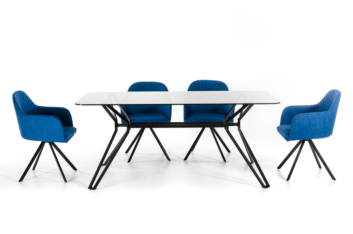 30" Metal And Smoked Glass Dining Table By Homeroots | Dining Tables | Modishstore - 5