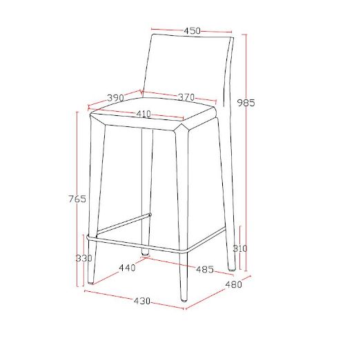 41' Red Fabric And Metal Bar Stool By Homeroots | Bar Stools | Modishstore - 4