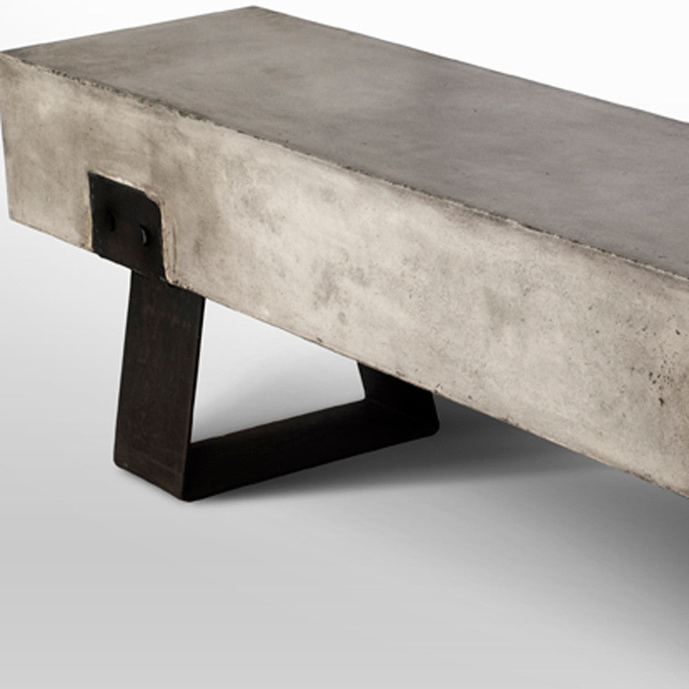 18' Concrete and Metal Bench By Homeroots | Benches | Modishstore - 5