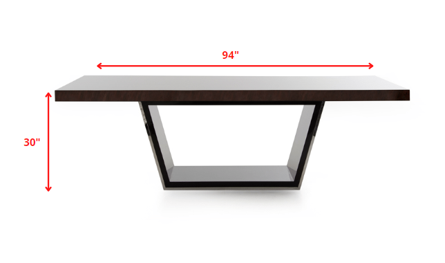 30' Ebony High Gloss Mdf And Steel Dining Table By Homeroots | Dining Tables | Modishstore - 6