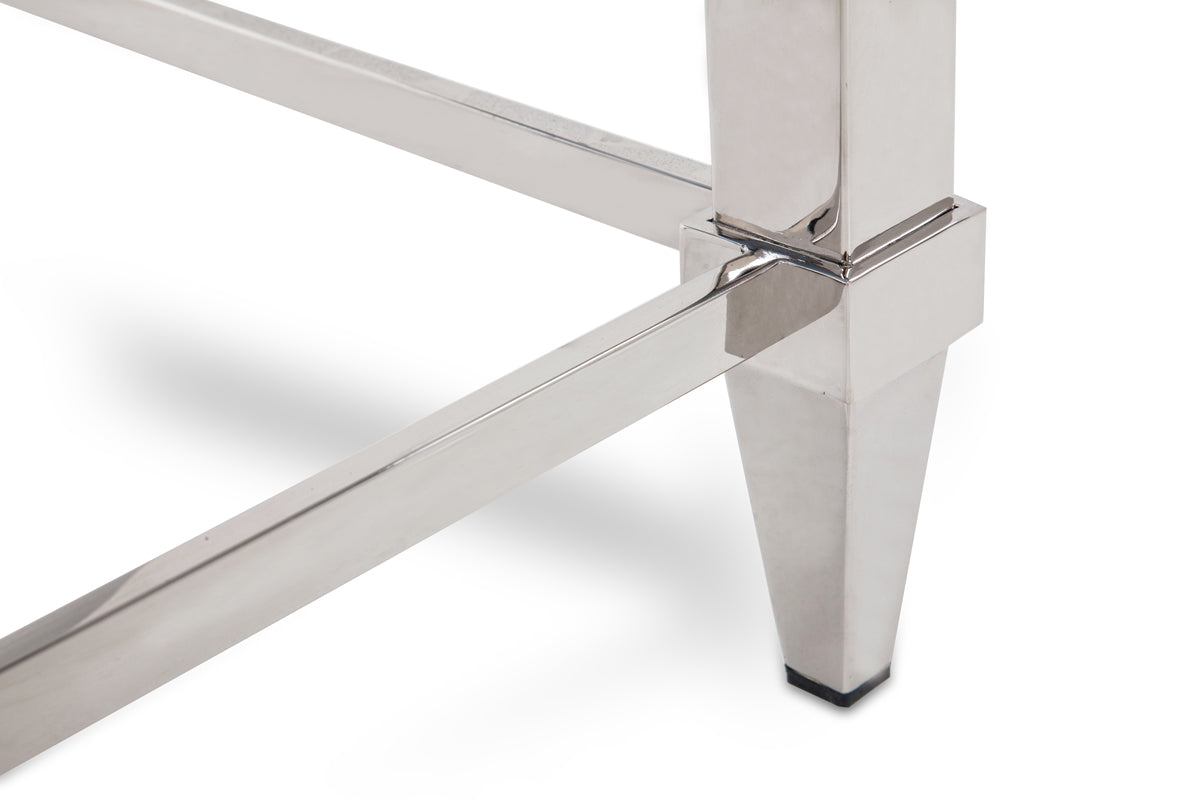 34' Stainless Steel and Glass Console Table By Homeroots | Console Tables | Modishstore - 5