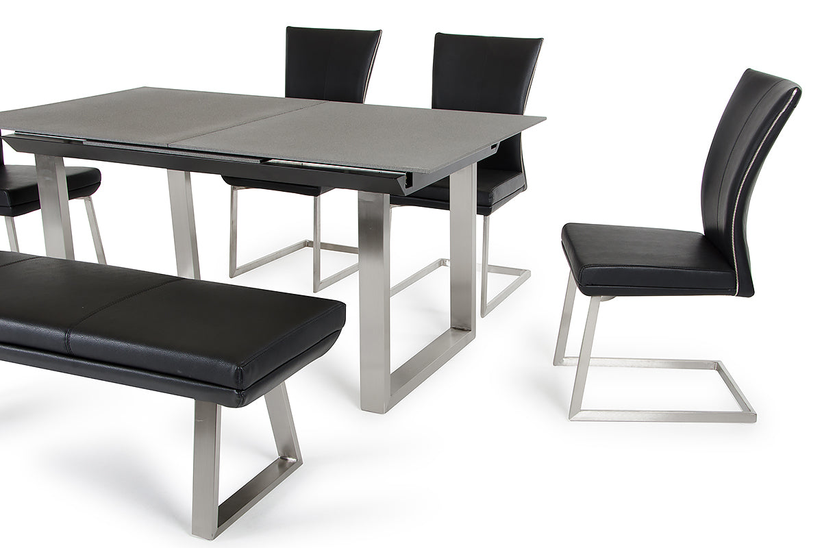 Two 38' Black Leatherette And Steel Dining Chairs By Homeroots | Dining Chairs | Modishstore - 5