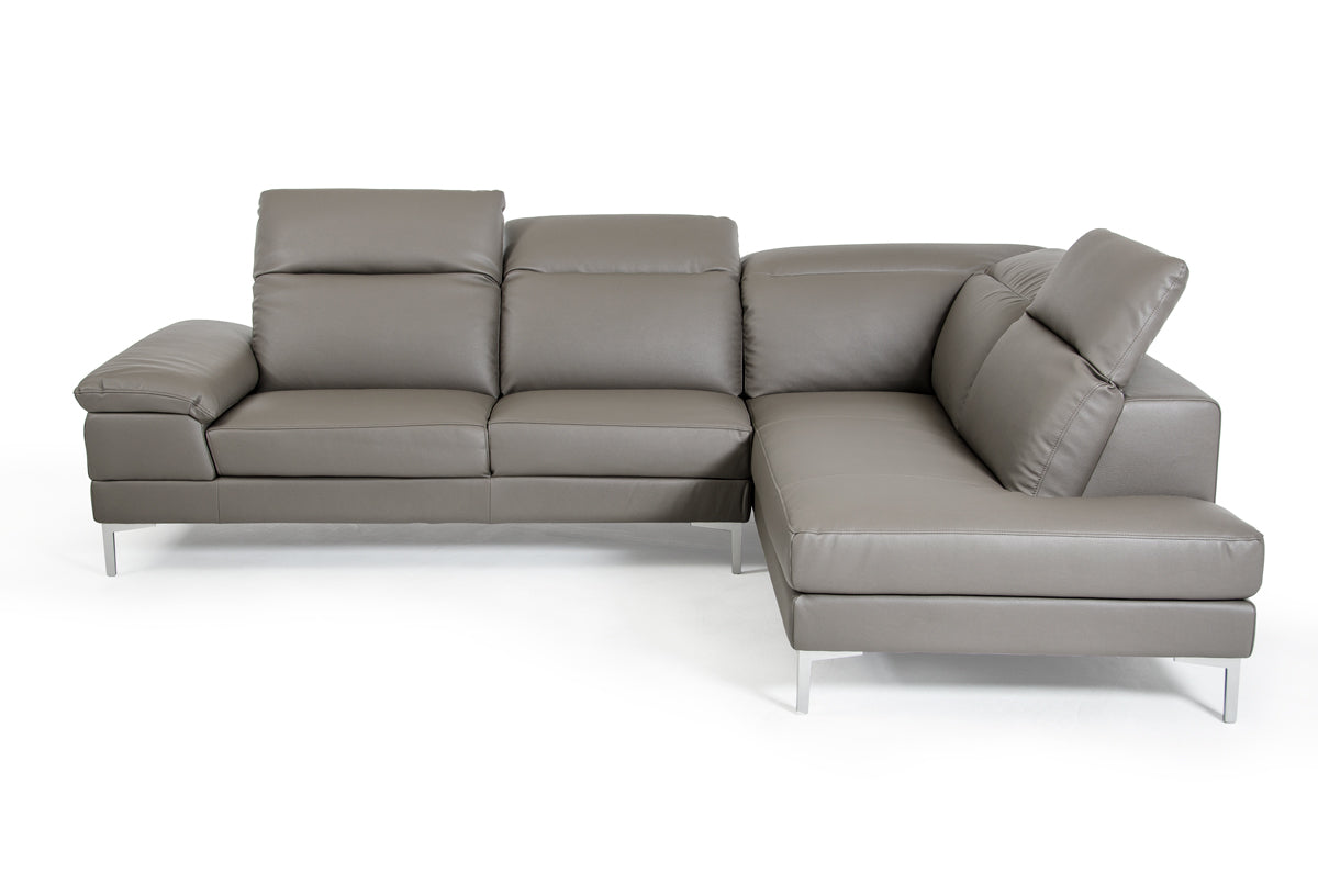 48' Grey Eco Leather Wood Steel and Foam Sectional Sofa By Homeroots | Sofa Set | Modishstore - 5