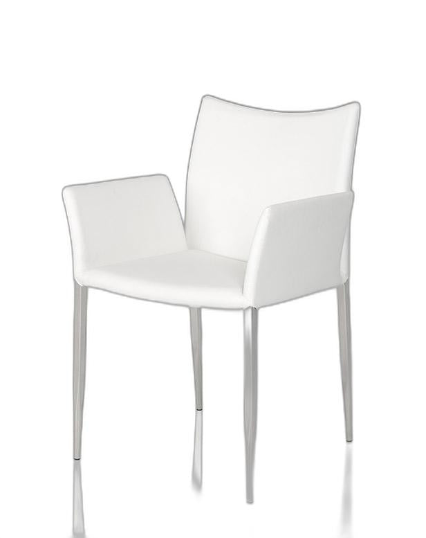 33' White Leatherette And Steel Dining Chair By Homeroots | Dining Chairs | Modishstore - 4