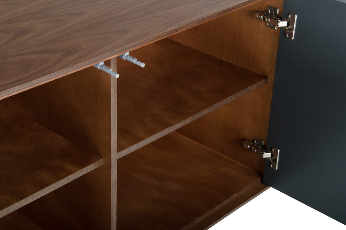 30' Charcoal Grey And Walnut Veneer Mdf And Metal Buffet By Homeroots | Sideboards | Modishstore - 5