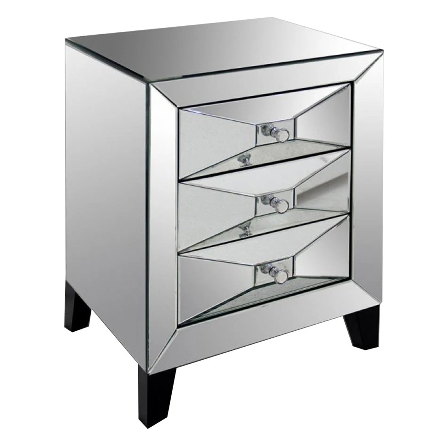 26' Glass And Mdf Bedside Table With A Mirror By Homeroots | Nightstands | Modishstore - 3