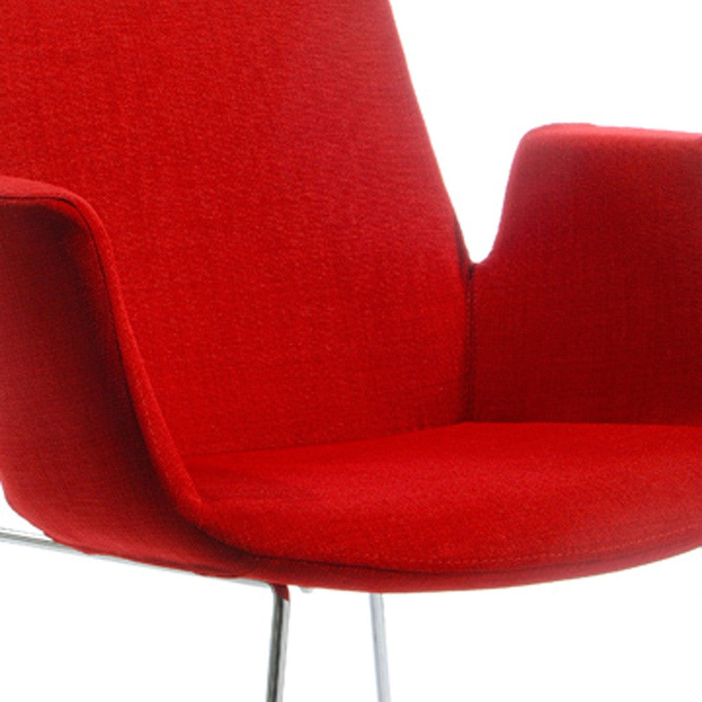 33' Red Polyester Fabric And Metal Dining Chair By Homeroots | Dining Chairs | Modishstore - 5