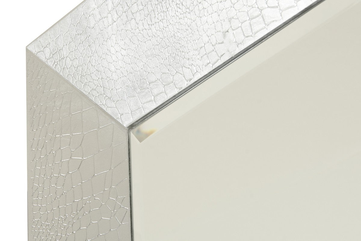 83" Silver Crocodile Glass Floor Mirror By Homeroots | Mirrors | Modishstore - 2