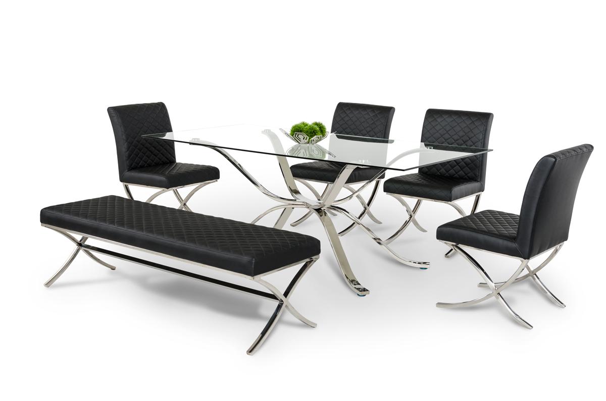 36' Black Leatherette And Stainless Steel Dining Chair By Homeroots | Dining Chairs | Modishstore - 5