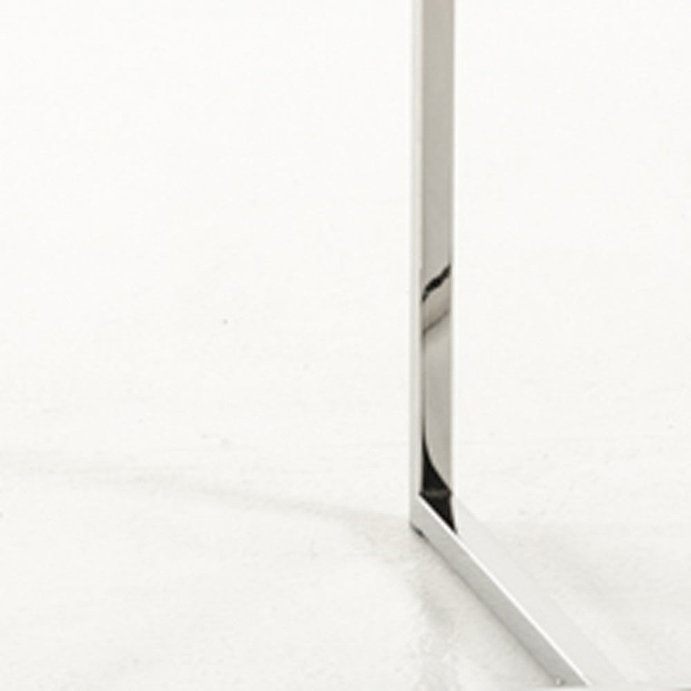 34' White Eco Leather And Stainless Steel Dining Chair By Homeroots | Dining Chairs | Modishstore - 5