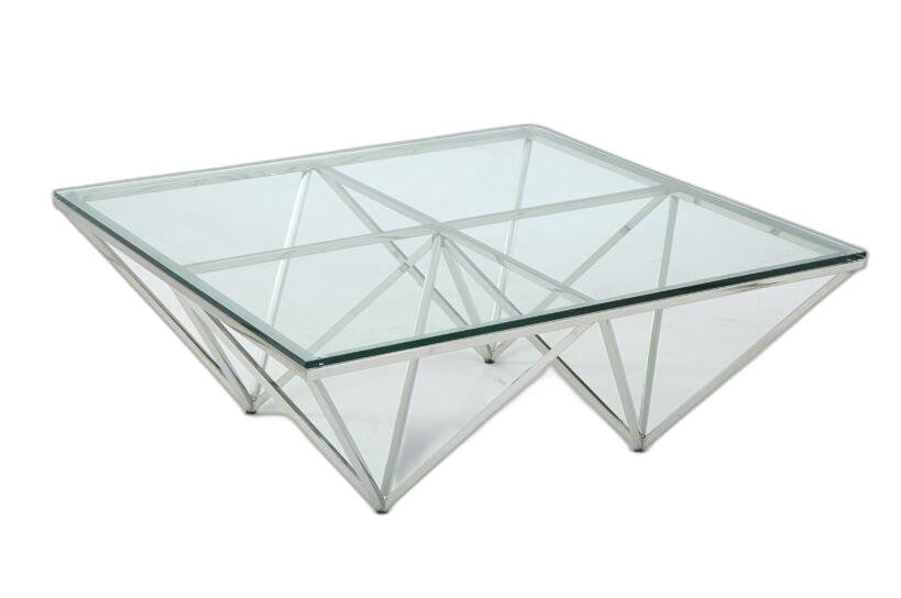 15' Glass and Stainless Coffee Table By Homeroots | Coffee Tables | Modishstore - 4
