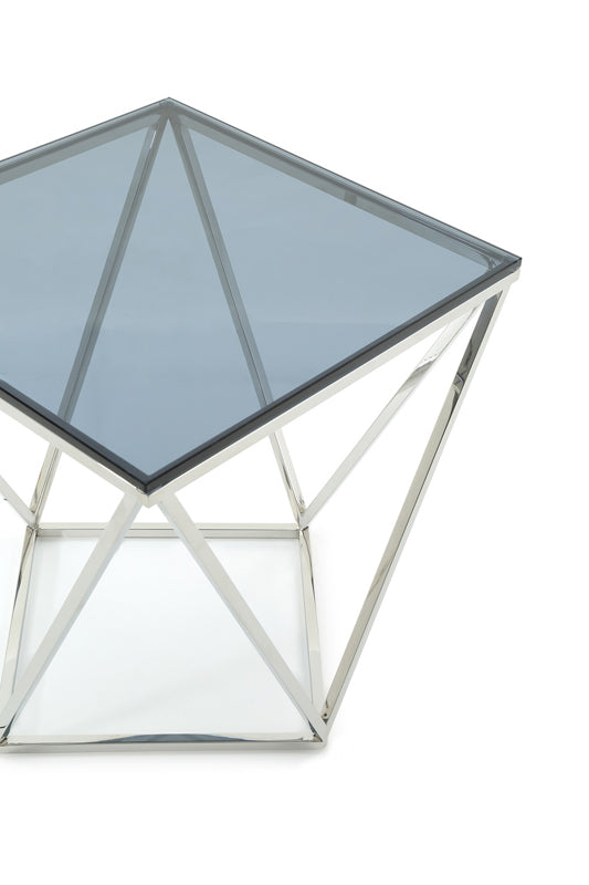 25' Glass and Stainless Steel End Table By Homeroots | End Tables | Modishstore - 5