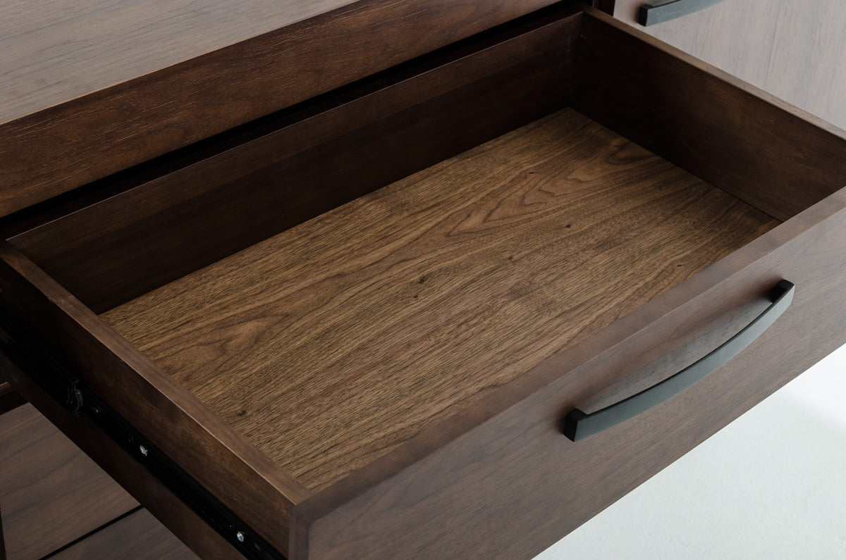 34' Walnut Veneer And Steel Buffet With 3 Drawers And 2 Doors By Homeroots | Sideboards | Modishstore - 3