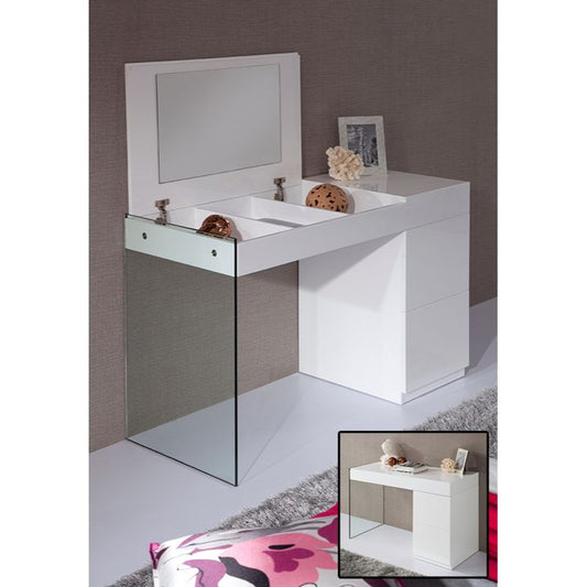 27" White Glass Floating Vanity with a Mirror By Homeroots