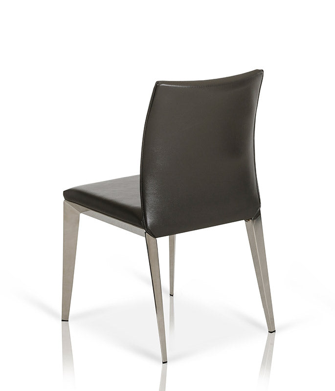 Two 36' Dark Grey Leatherette And Metal Dining Chair By Homeroots | Dining Chairs | Modishstore - 2