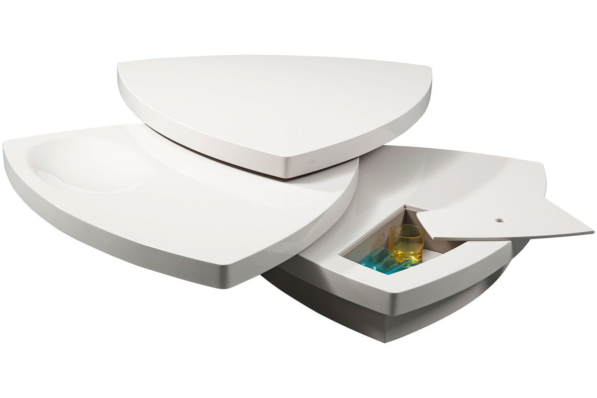 12' White Fiberglass Tiered Coffee Table By Homeroots | Coffee Tables | Modishstore - 4