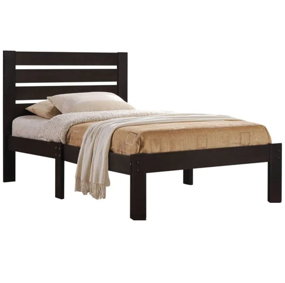 Popular Espresso Full Size Slat Wood Bed By Homeroots | Beds | Modishstore - 4