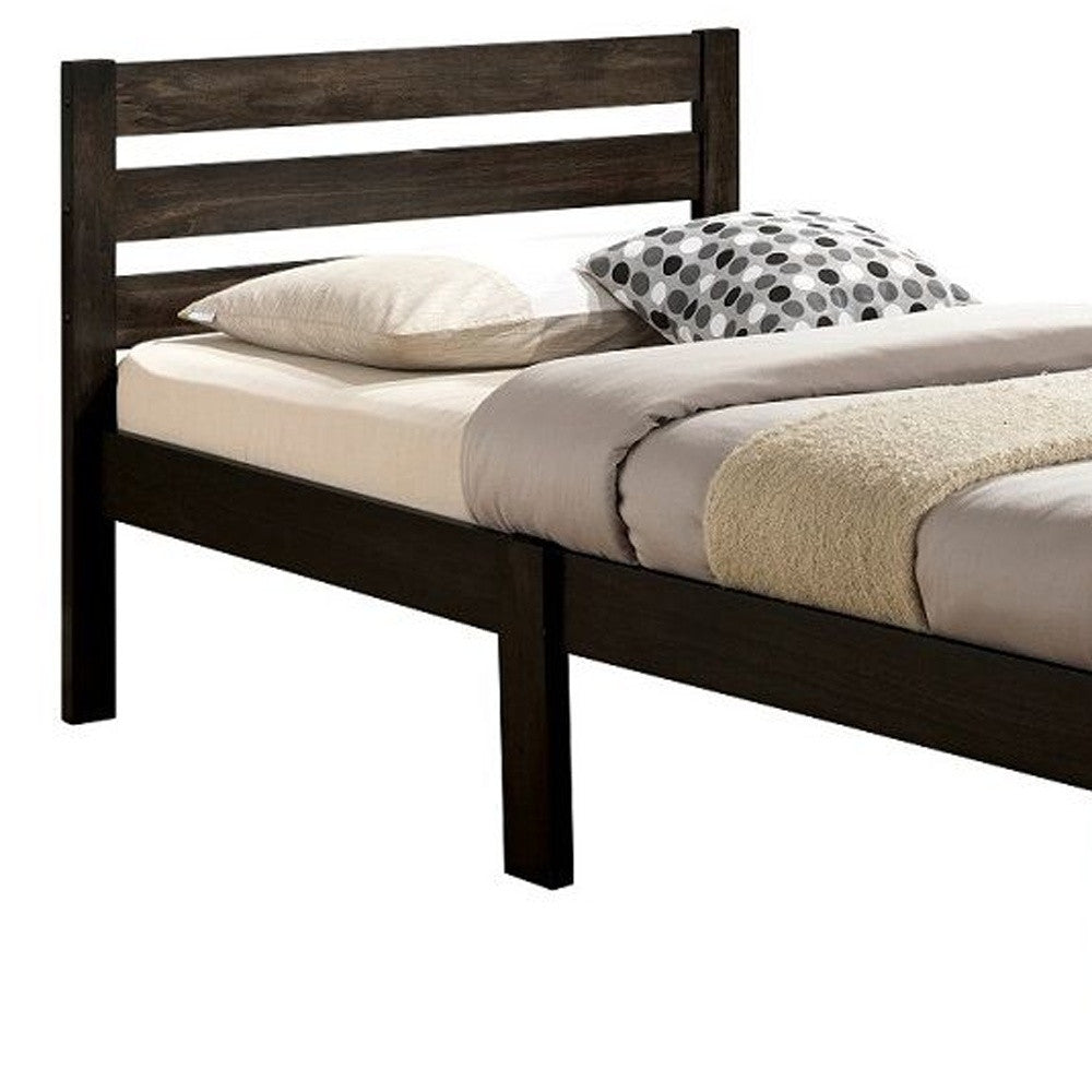 Popular Brown Twin Size Slat Wood Bed By Homeroots | Beds | Modishstore - 3