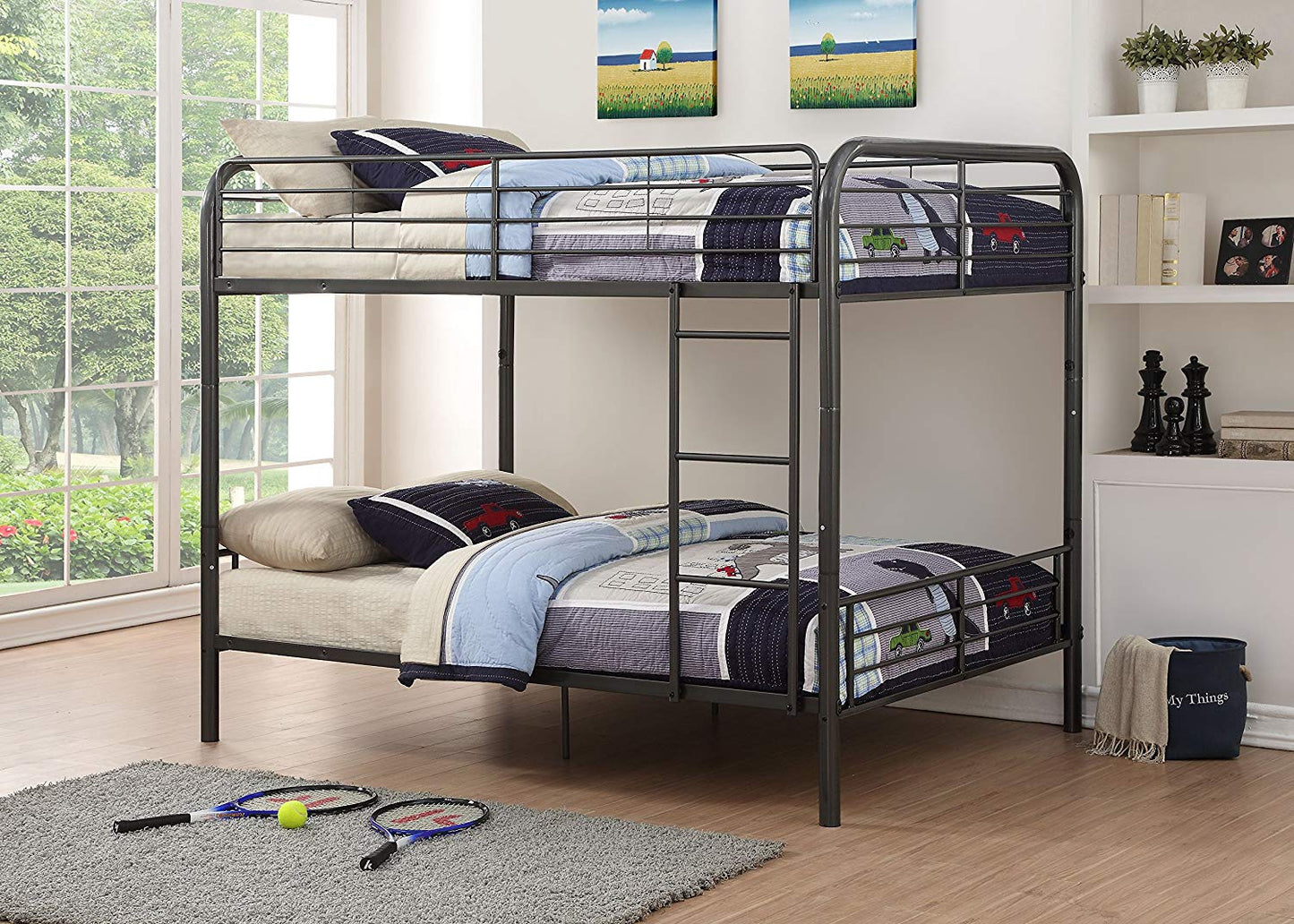 Dark Brown Metal Tube Full Over Full Bunk Bed By Homeroots | Beds | Modishstore - 5