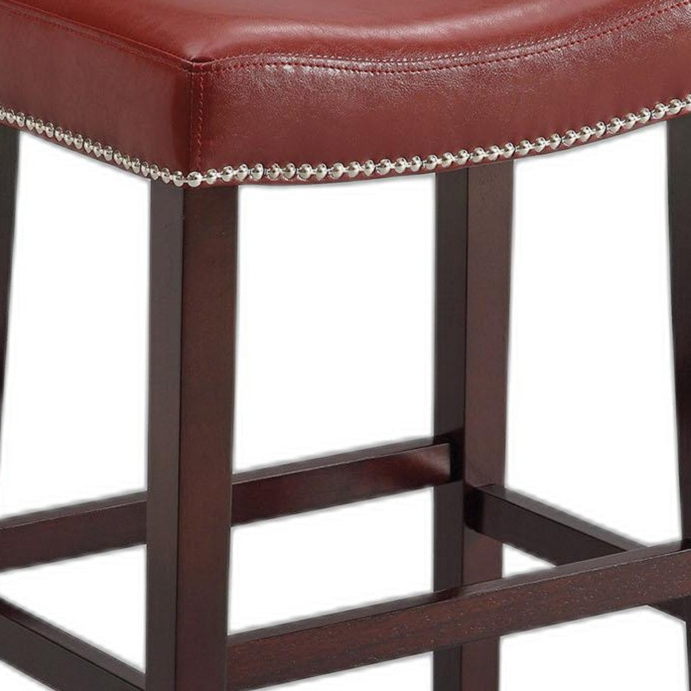 2Pc Red And Espresso Bar Stool By Homeroots | Bar Stools | Modishstore - 5