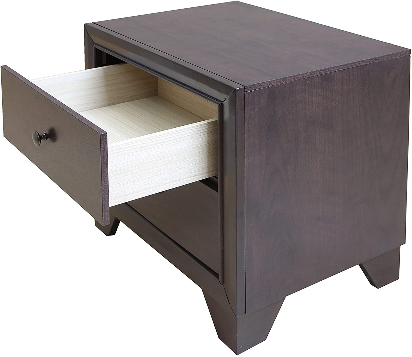Espresso Rubber Wood Nightstand By Homeroots - 285542 | Nightstands | Modishstore - 4