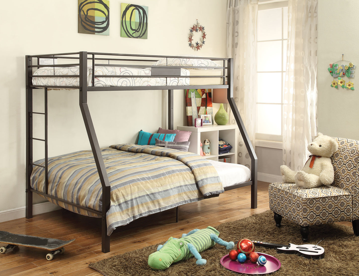 Twin Over Full Brown Metal Tube Bunk Bed By Homeroots | Beds | Modishstore