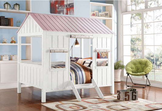White And Pink Cottage Full Bed By Homeroots | Beds | Modishstore