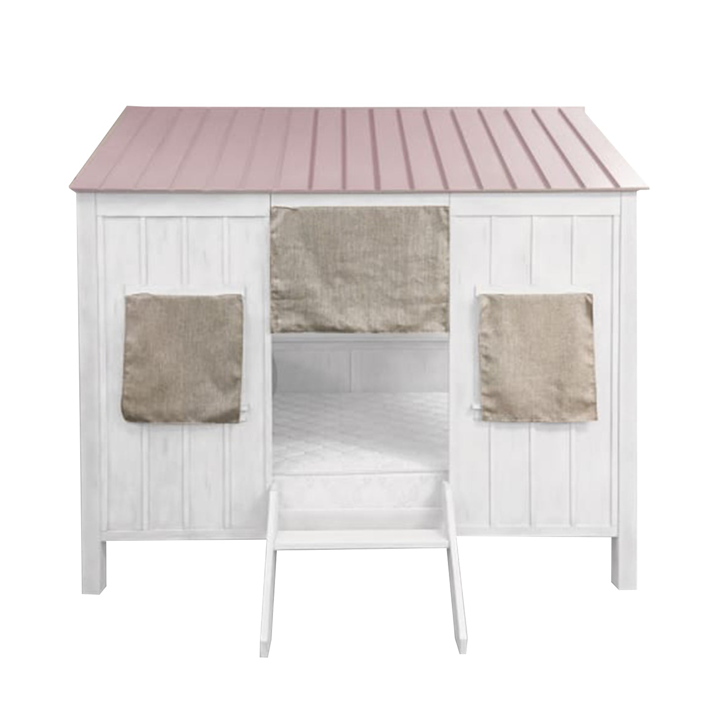 White And Pink Cottage Full Bed By Homeroots | Beds | Modishstore - 2