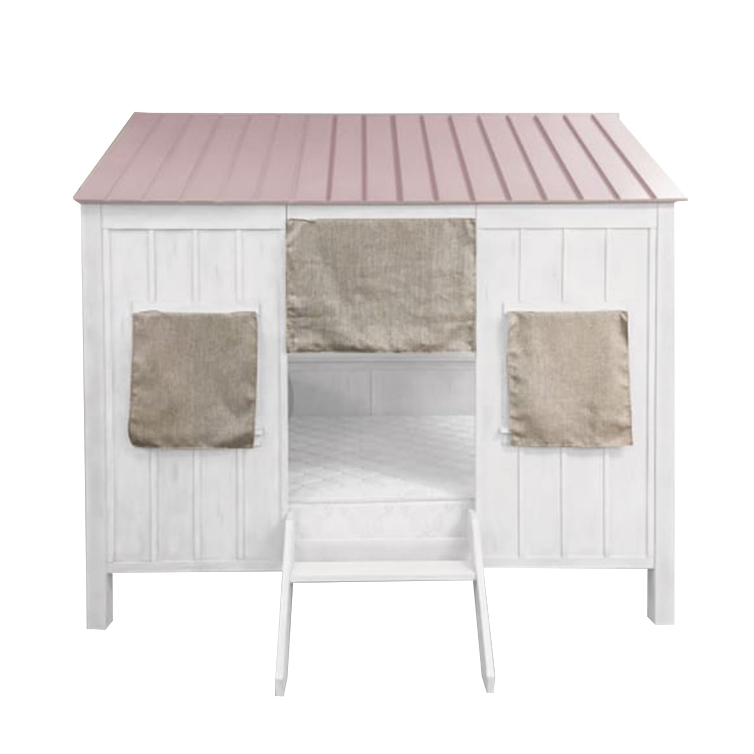 White And Pink Cottage Full Bed By Homeroots | Beds | Modishstore - 2