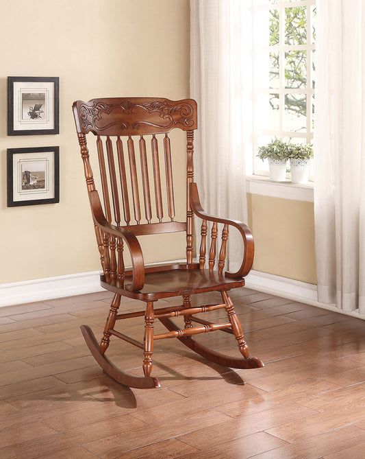 Tobacco Rubber Wood Rocking Chair By Homeroots | Rocking Chairs | Modishstore