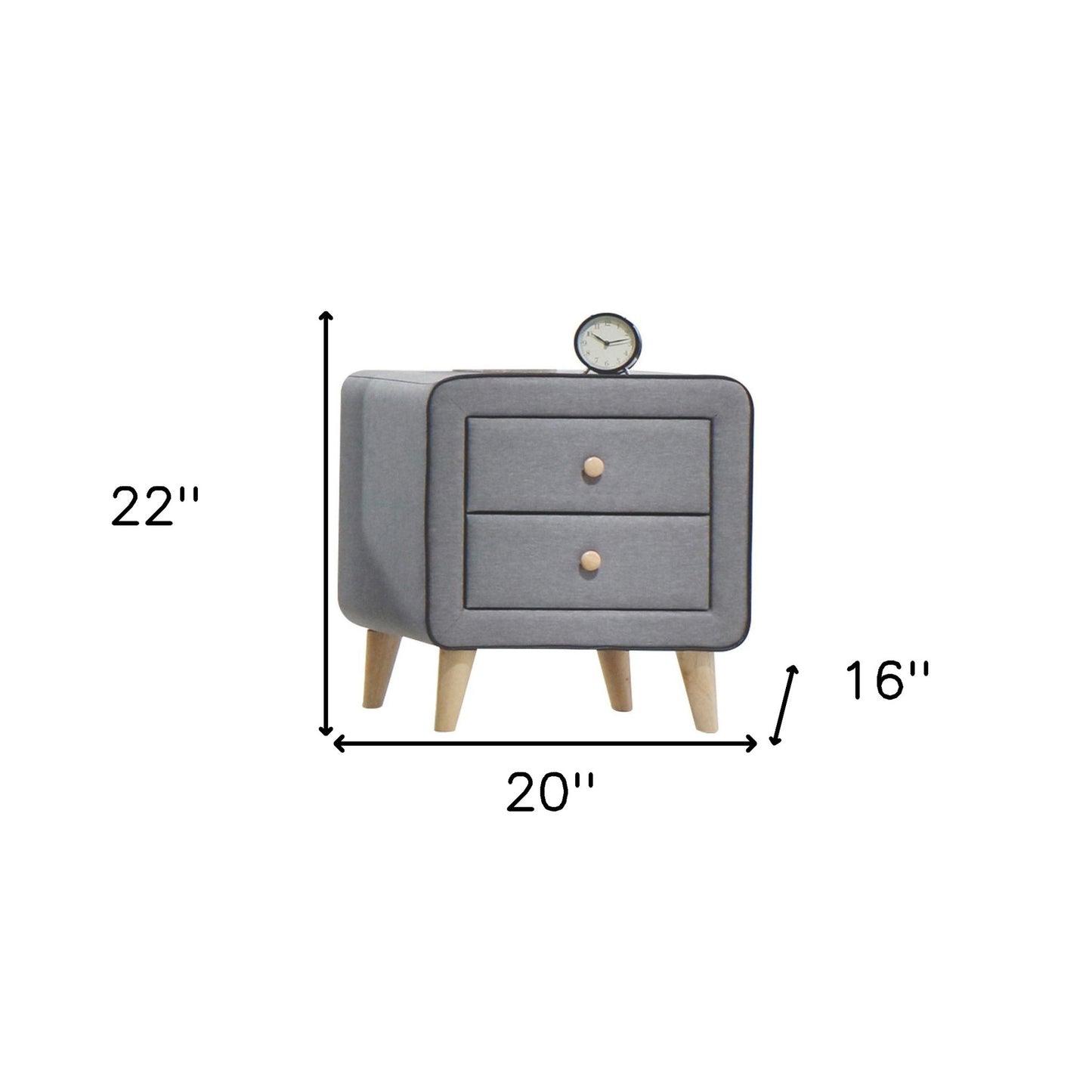 Nightstand Light Gray Fabric By Homeroots | Nightstands | Modishstore - 3
