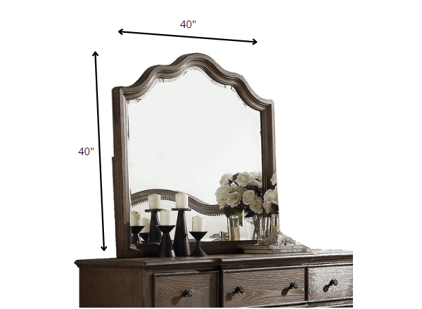 Distressed Grey Finish Beveled Wall Mirror By Homeroots | Mirrors | Modishstore - 5